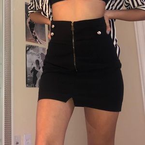 VINTAGE black skirt with gold hardware